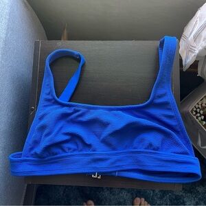 Xhilaration Blue Ribbed Square Neck Bikini Top Size Large